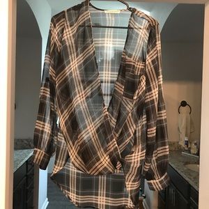 Sheer plaid top